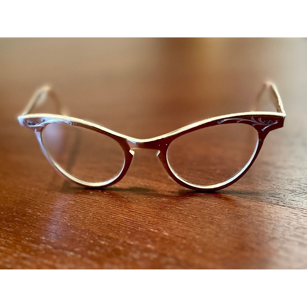 Vintage Shuron Cat Eye Eyeglass Frames Aluminum Silver USA Optical 1950s